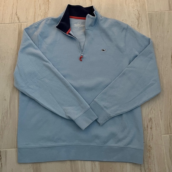 Vineyard Vines Men’s Light Blue 1/4 Zip Pullover Sweatshirt size L - Picture 3 of 7